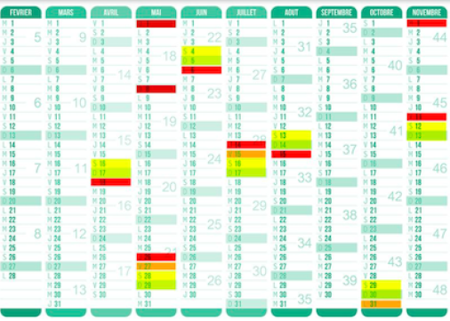 Les jours à poser en 2022