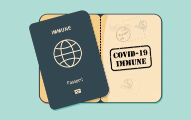 Concept of an immunity passport vector for people who have recovered from or are immune to COVID-19 coronavirus and can begin to travel and work again